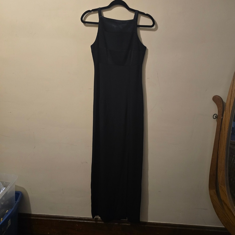 Dave & Johnny Maxi Dress Womens 4 Black Sleeveless Square Neck Formal Evening